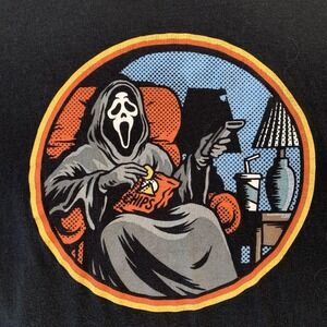 Ghost Face Shirt Mens Medium Black Scream Chips Halloween Graphic Tee‎ T-Shirt